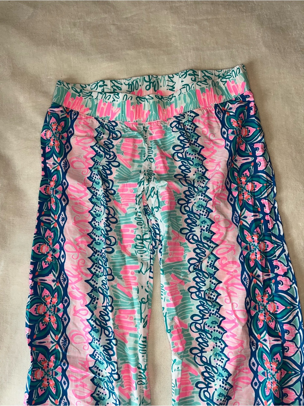 Lilly Pulitzer Bal Harbour Palazzo Pant Pink & Blue Wide-Leg Lounge Soft Pants S - Picture 6 of 9
